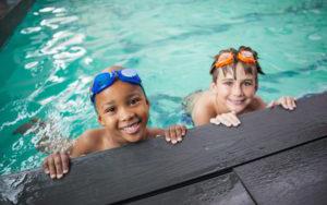 two kids in pool