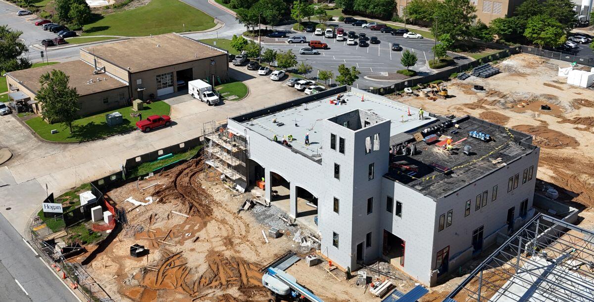 SPLOST Updates for Fire Station number 1 aerial corner view showing 3 levels