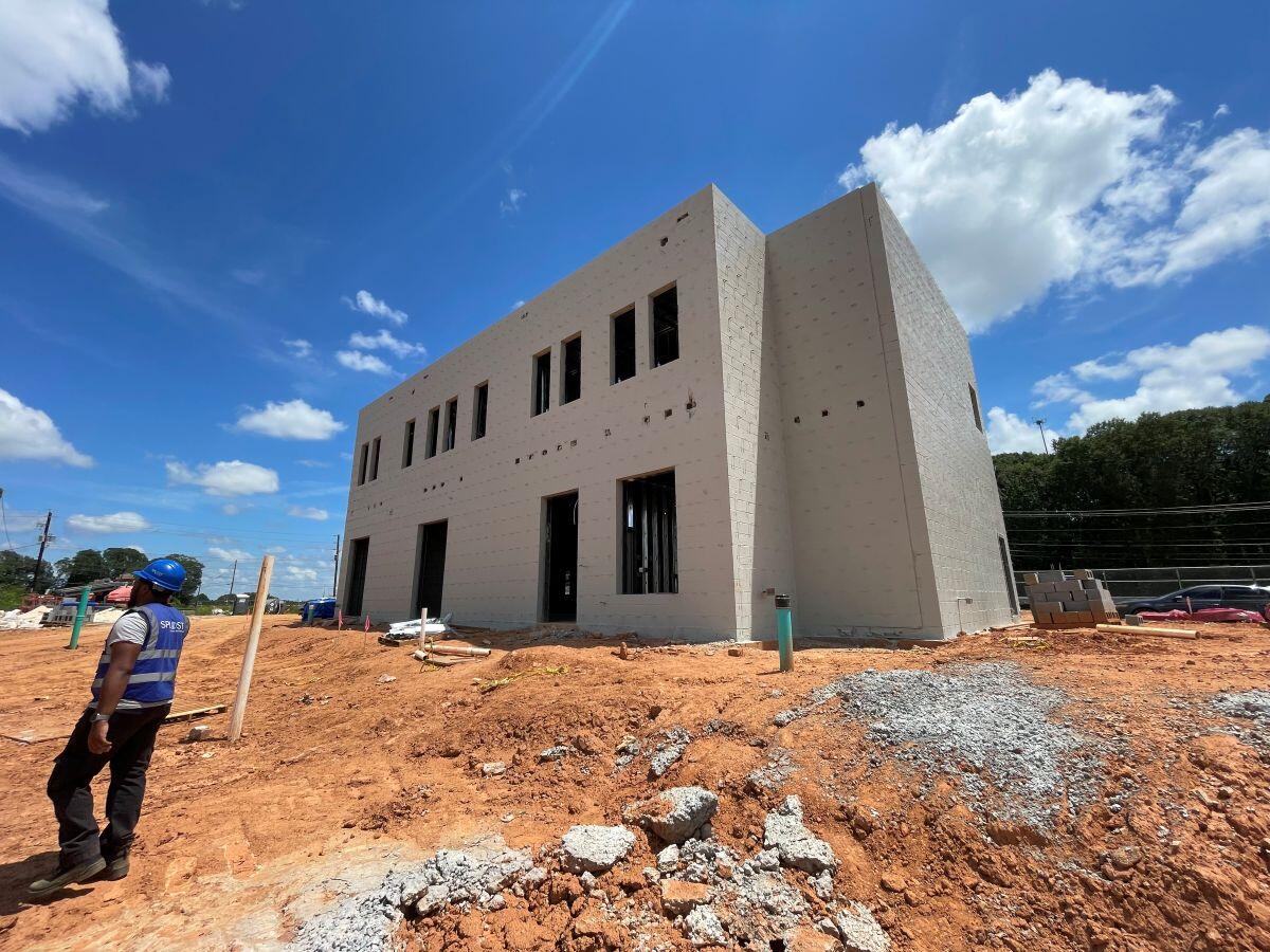 Clayton County Fire Station No. 9 Replacement outside view of building with openings for windows and doors