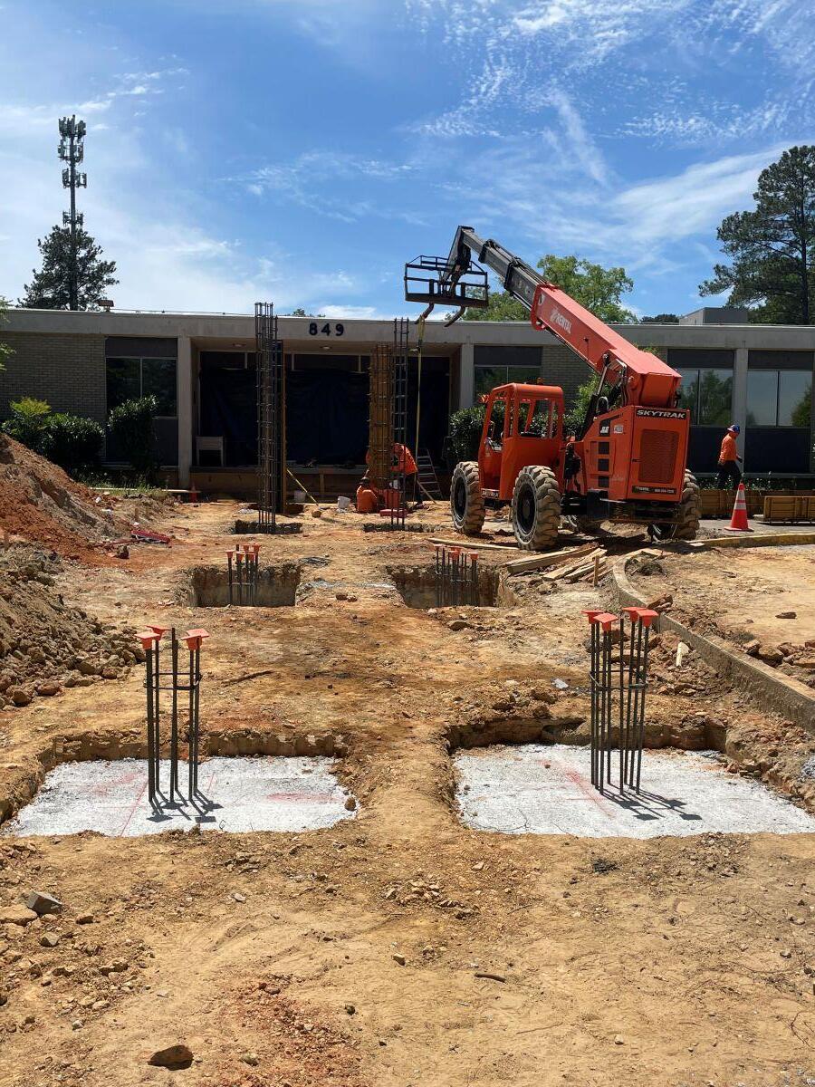 Shelnutt Senior Center Updates Steel tree and forklift
