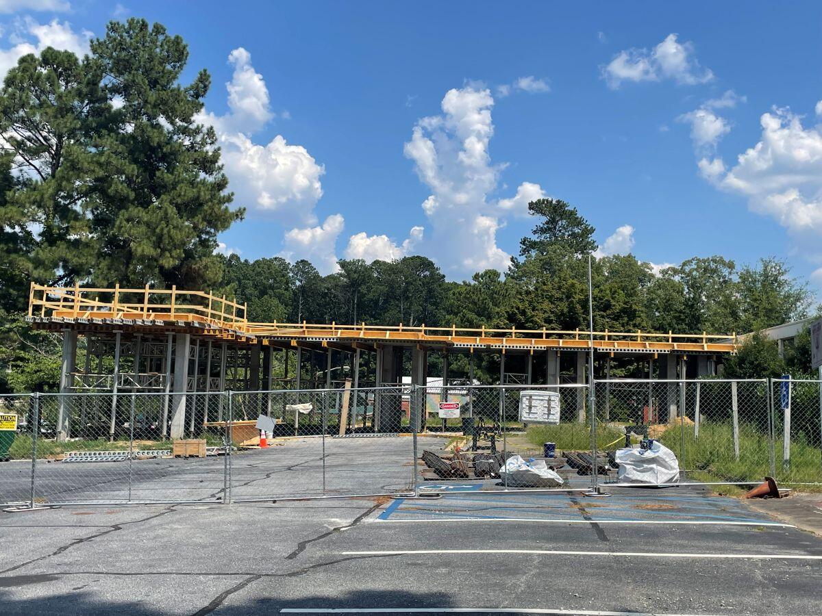 Shelnutt Senior Center full view of metal studs for building