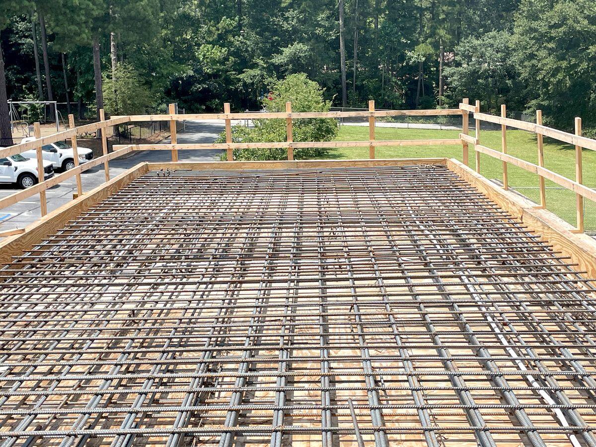 Shelnutt Senior Center wider view of metal bars on roof