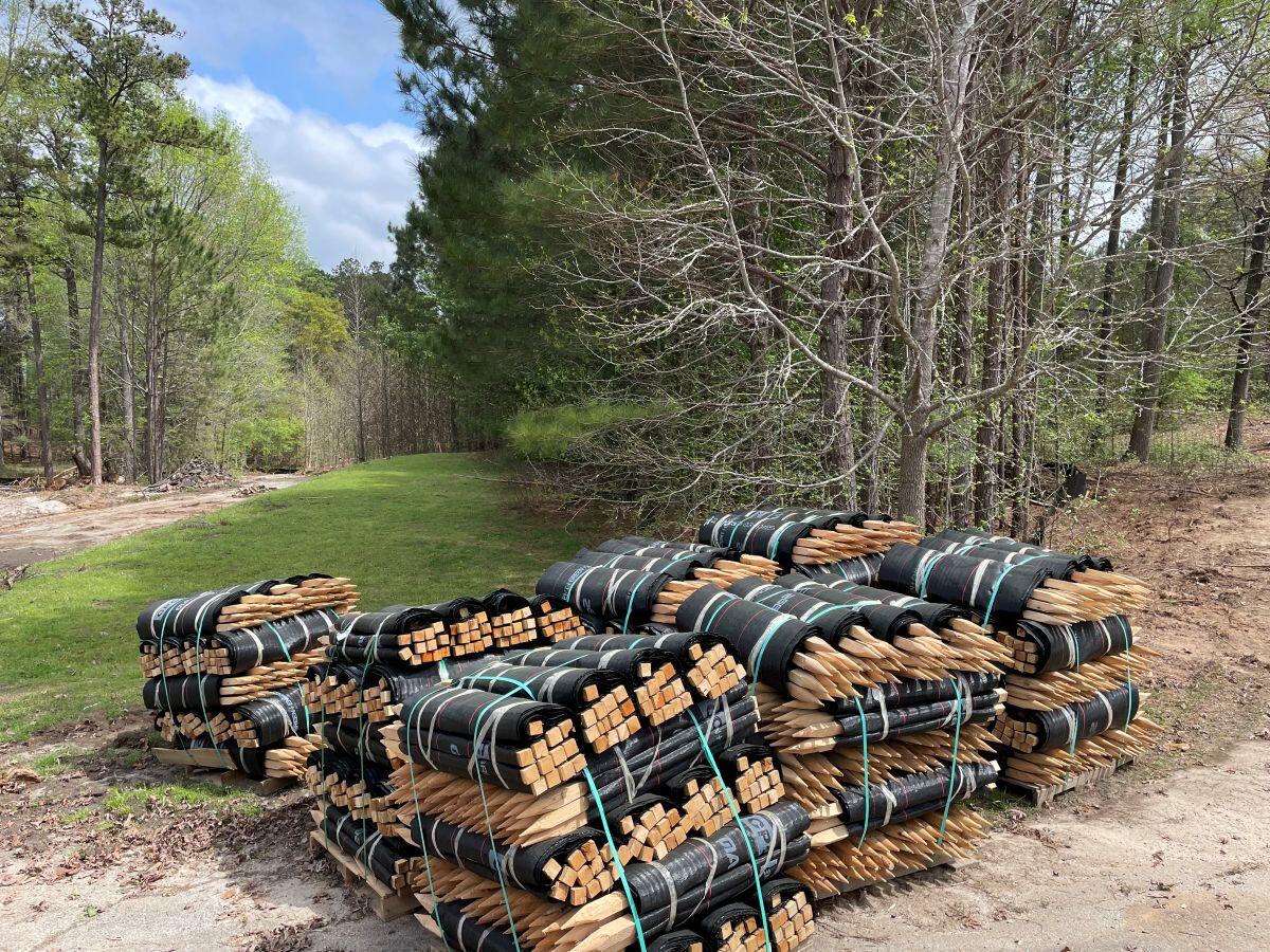 River's Edge Phase 3 construction wooden stakes