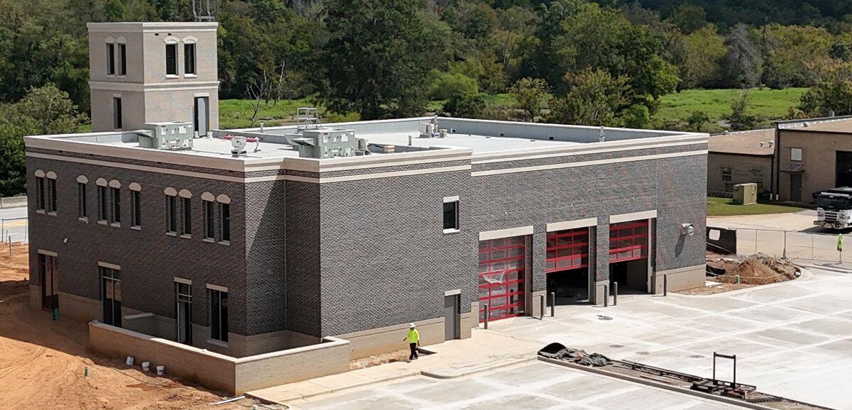 Fire Station 1 corner sky view of building