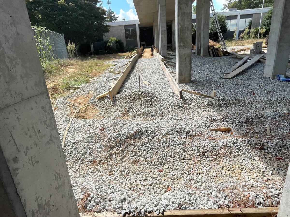 Shelnutt Senior Center pillars and wood outline