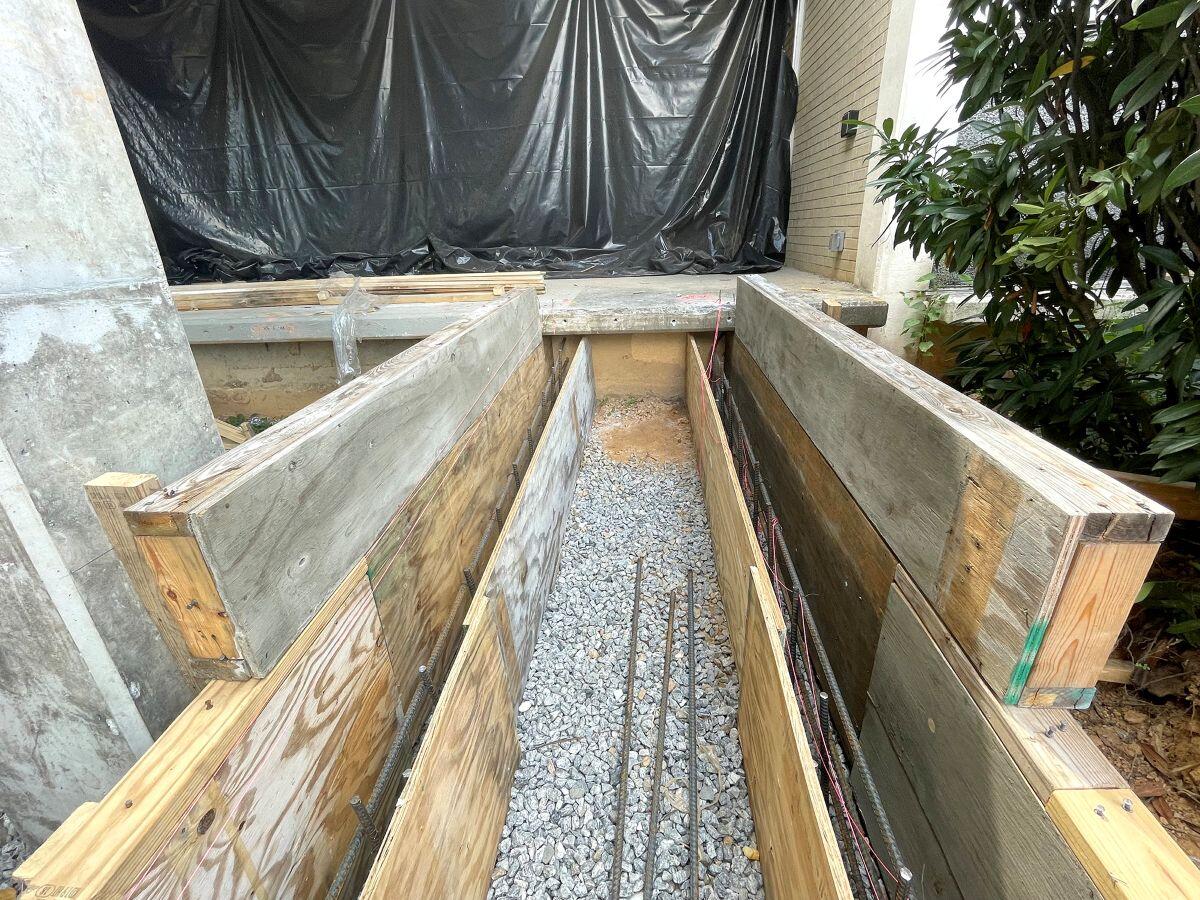 Shelnutt Senior Center wood framing for walkway