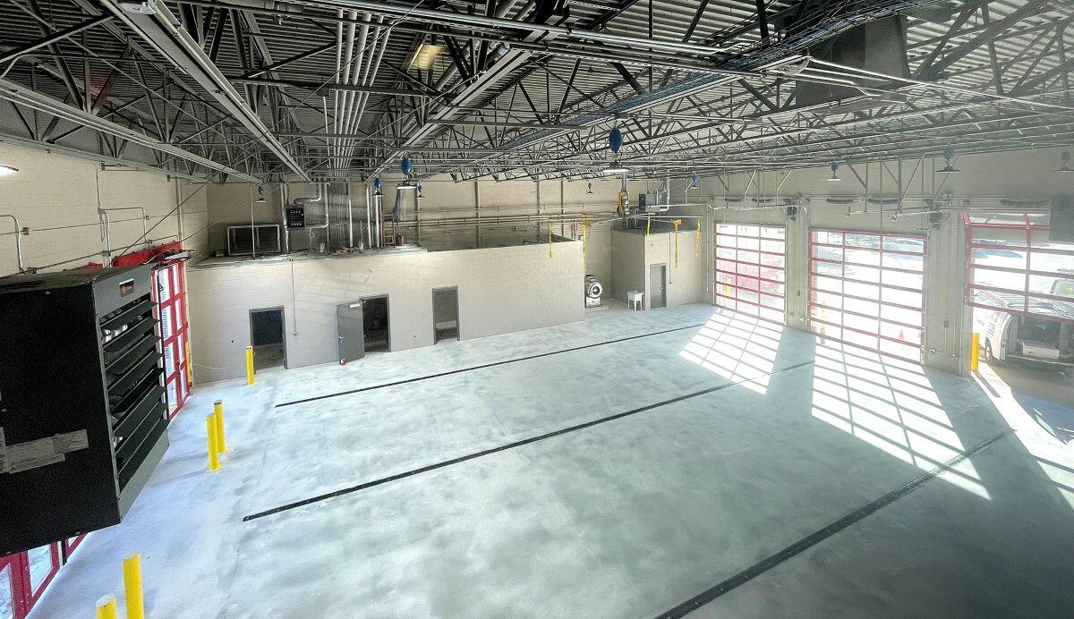 Firestation 1 inside view with garage doors