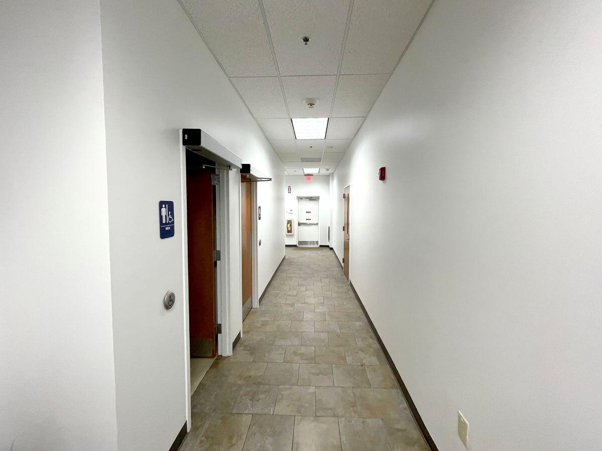 Small business incubator November hallway with bathrooms
