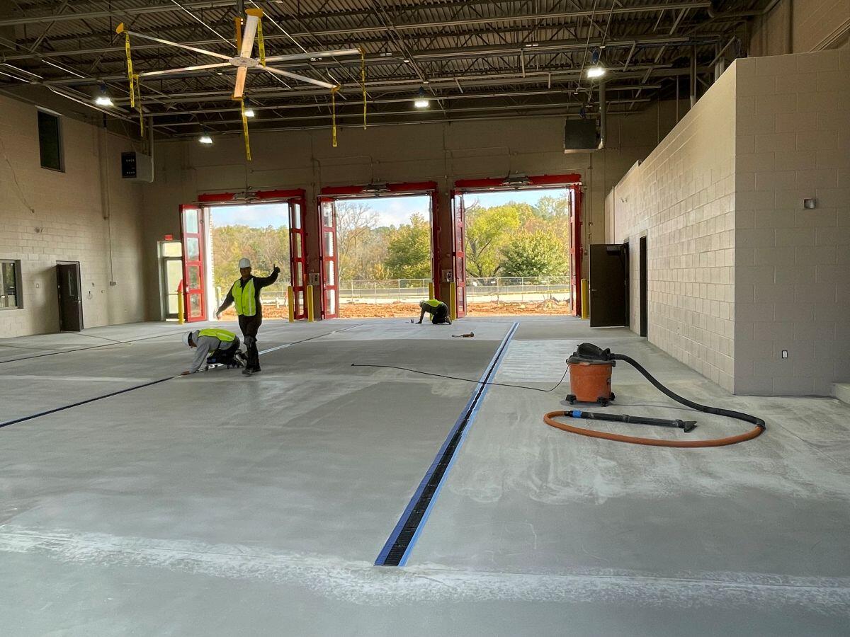 Firestation 1 working on flooring