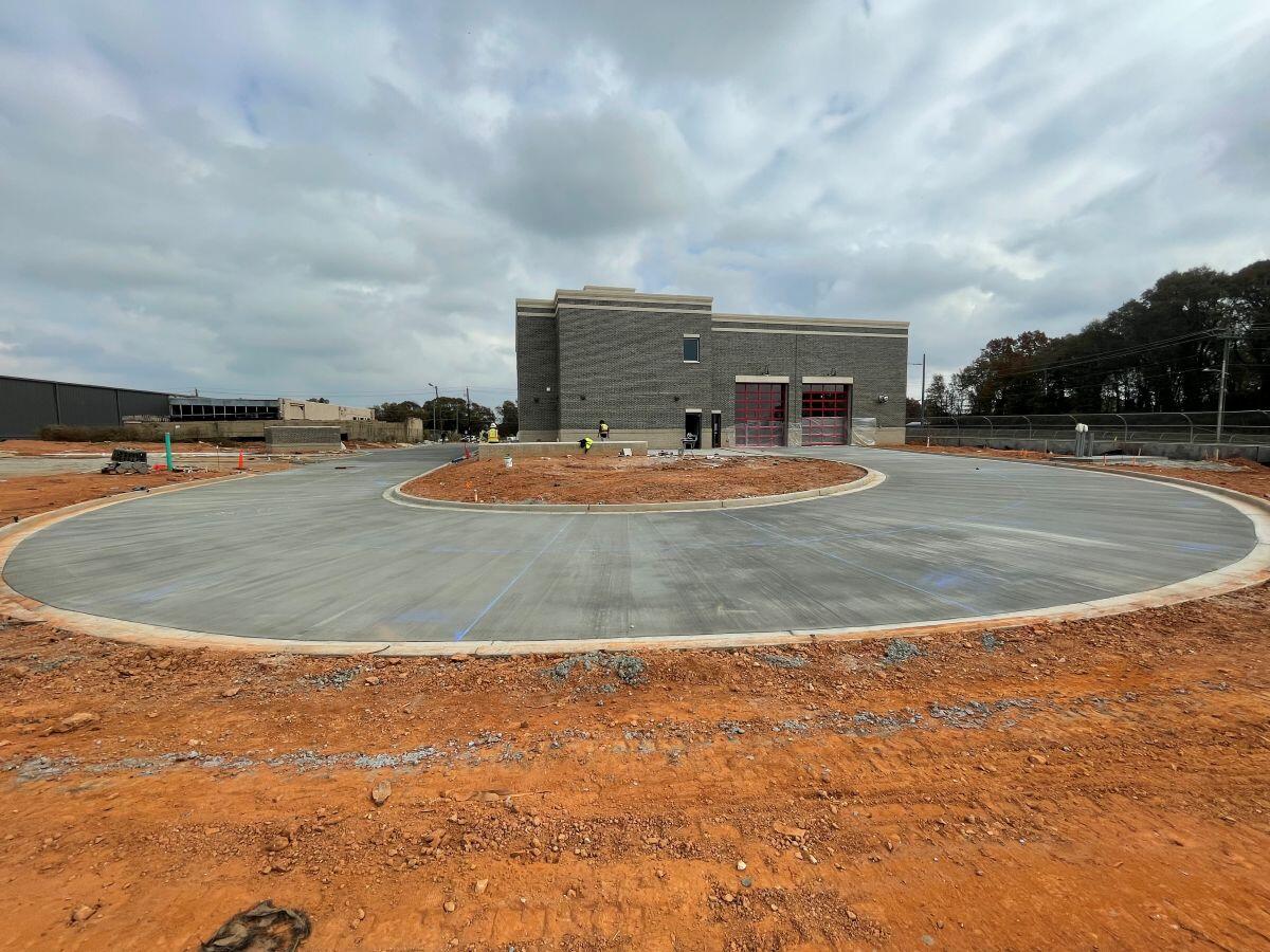 Fire station 9 freshly poured roundabout