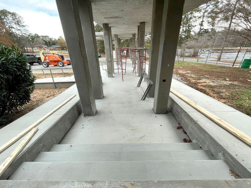 Shellnut Senior Center new steps, pillars and walkways