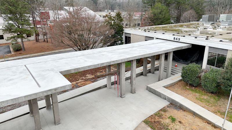 Shelnutt Senior Center sidewalk cover from birds eye view