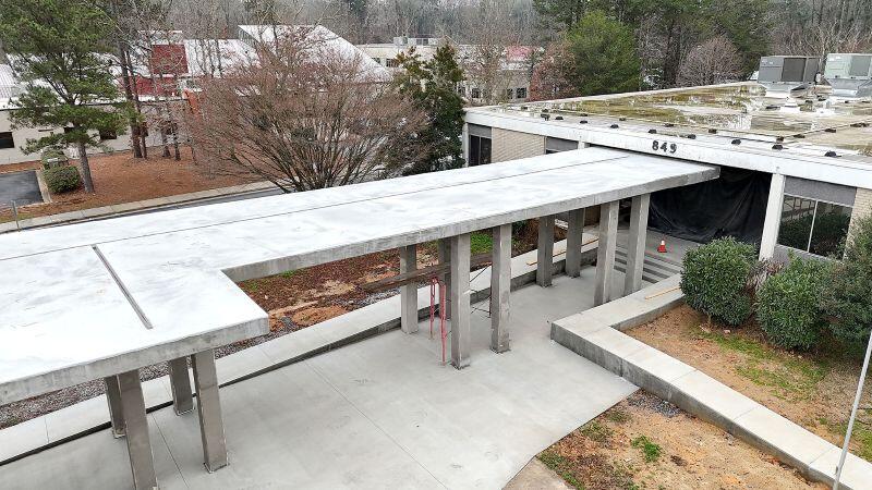 Shellnut Senior Center Walkway Covering aerial view