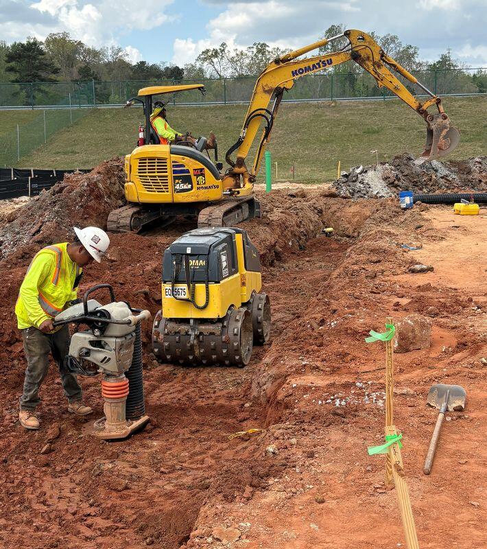 Lakeview Amphitheatre two pieces of construction equipment