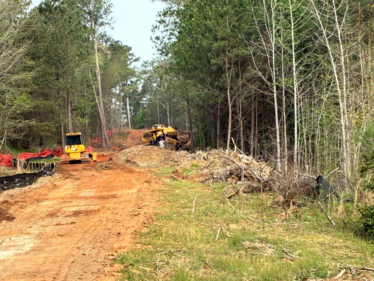 River’s Edge Walking Trail Phase III open dirt with bulldozer