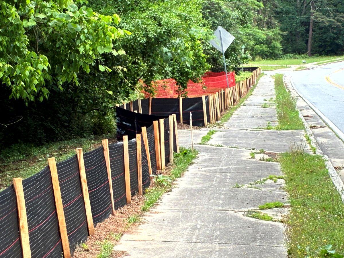District 2 pocket park sidewalk view