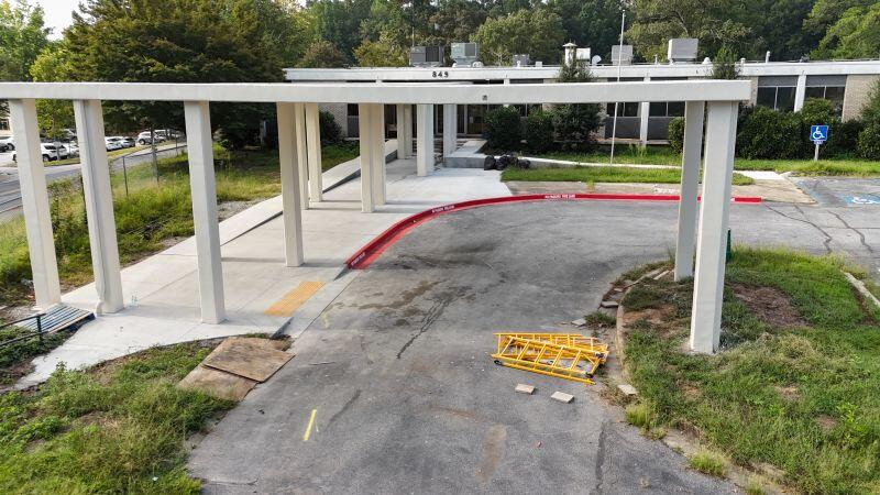 Side view of sidewalk covering