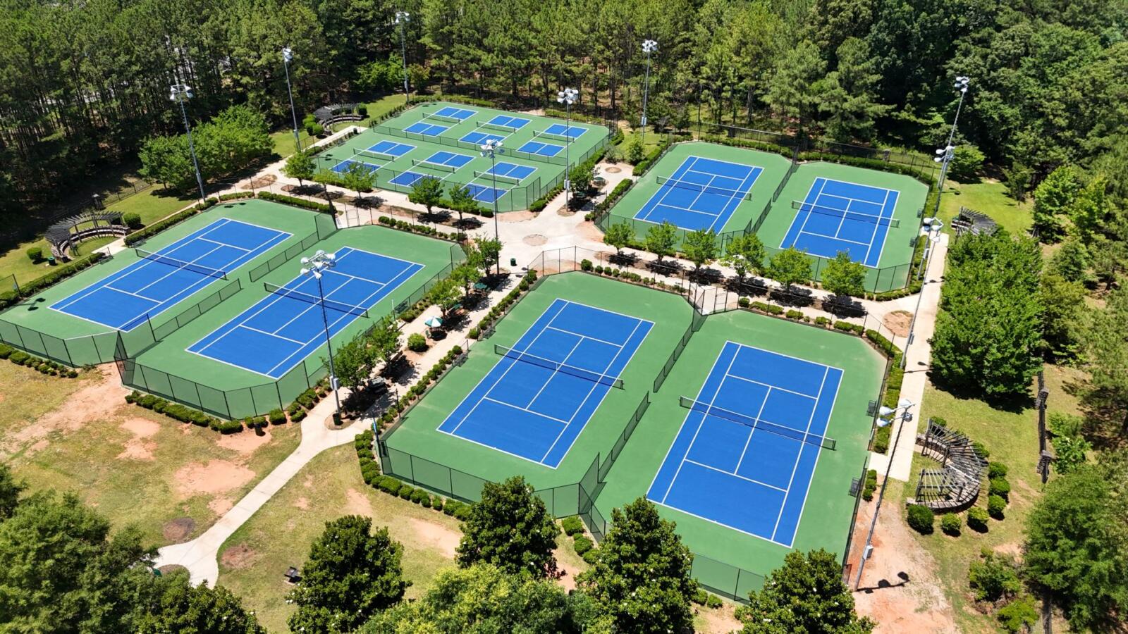 tennis courts Aerial View of Tennis Courts