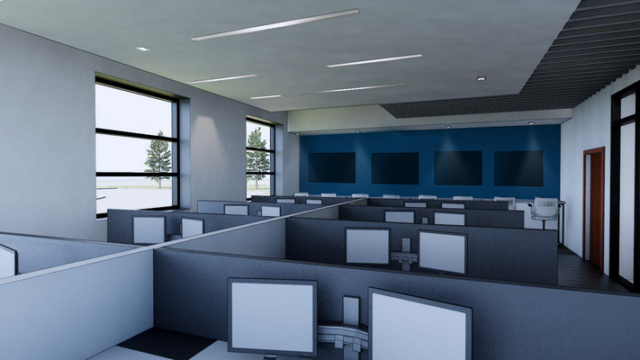 Inside building