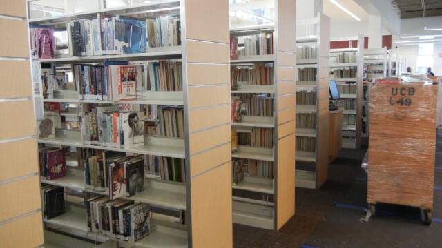 close up of shelf of books