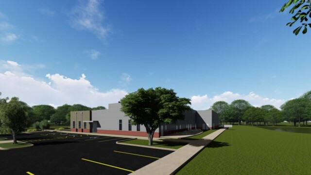 artist rendering of rear of building