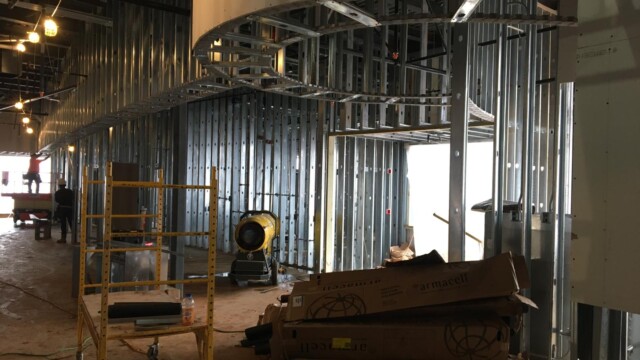 inside new construction on building