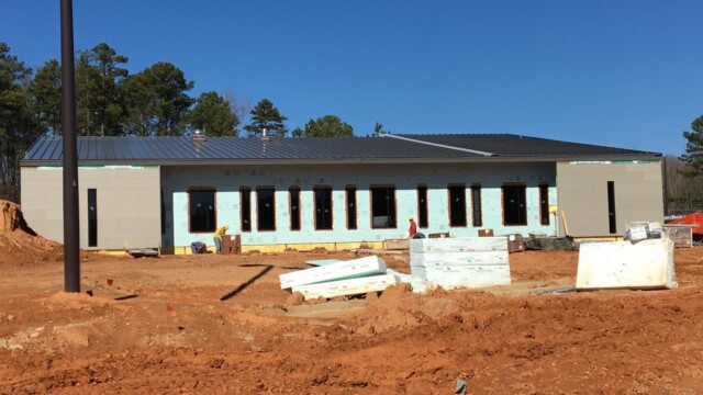 IT building walls being sealed and insulated