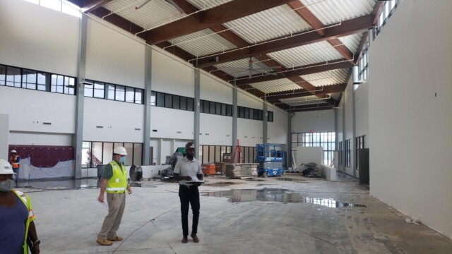 Lake Spivey Recreation Center - Inside Of Building With Opened Area And Construction Crews Lake Spivey Recreation Center - Inside Of Building With Opened Area And Construction Crews
