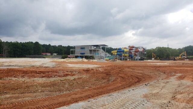 bulldozed land where water park will be