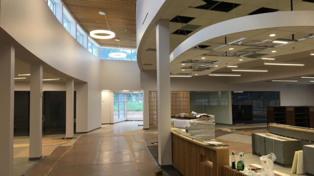 NW Library, empty, flooring incomplete but getting there
