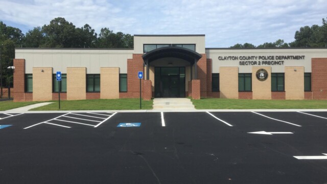 closer view of building from parking lot