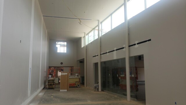 Roughed in drywall and paint