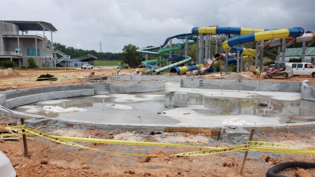 Concrete poured for water park pool