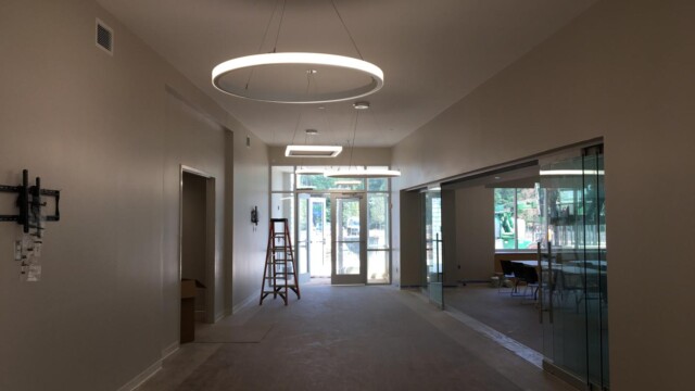 Decorative lighting installed at the Flint River Community Center