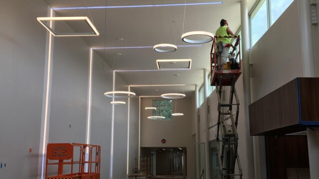Linear lighting detail installed in the hallway corridor