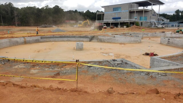 roughed out concrete for waist-height pool