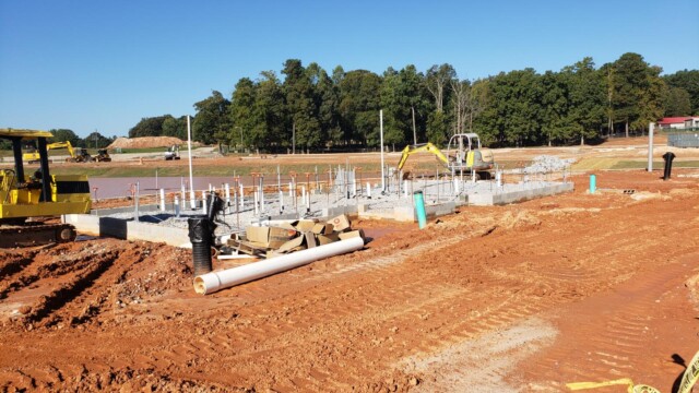 Foundation for fountain area of water park