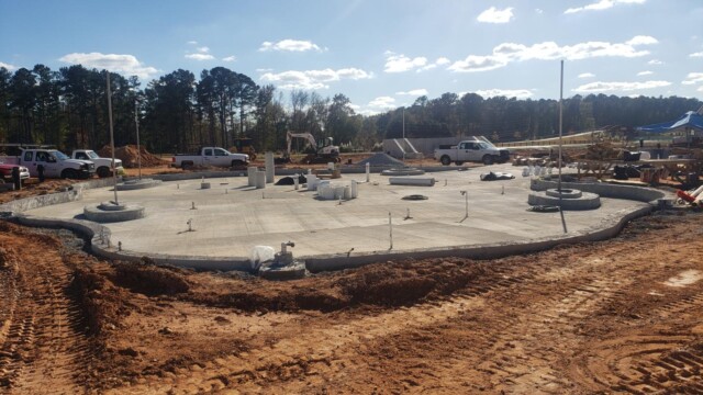 Cast concrete for water park area