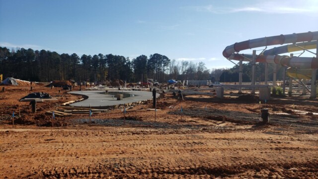 Cast concrete for splash pad area