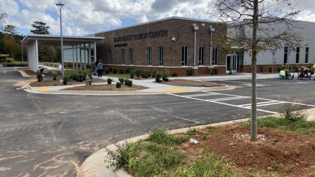 Corner of new building with new landscaping
