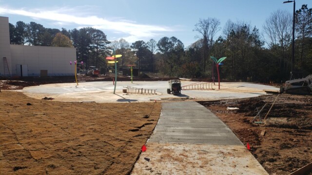 Construction of the splash pods area