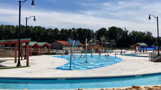 International Water Park Splash pad area and surrounding pergolas