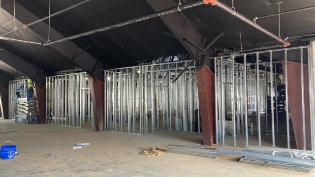 Nassau Building with rooms being framed out with steel