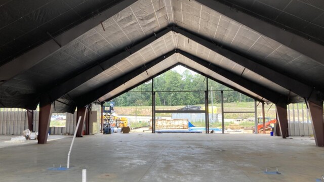 Roof covering cement flooring