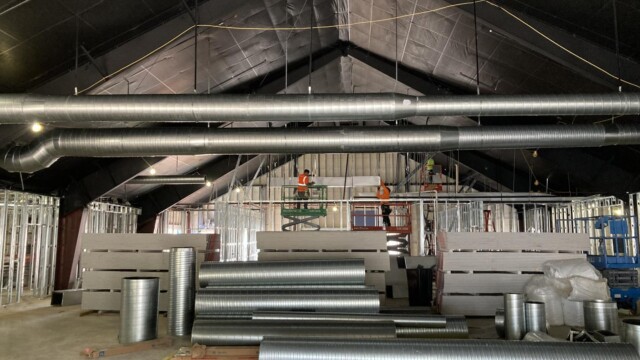 Metal ducts going up in Nassau Building