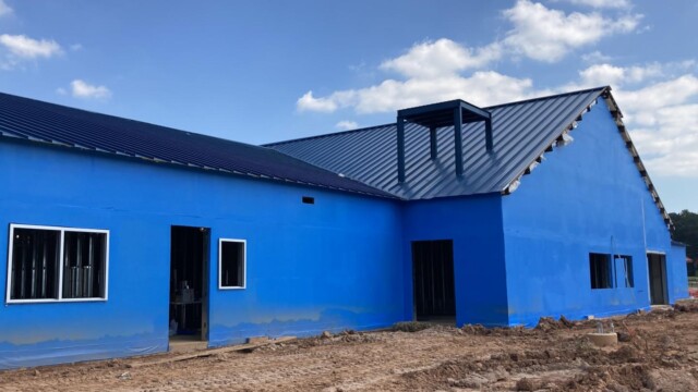 Nassau building painted blue