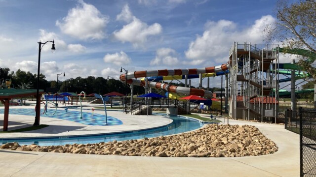 International Water Park with red and white water slide