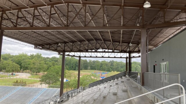 seats not yet installed under veranda of VIP Complex