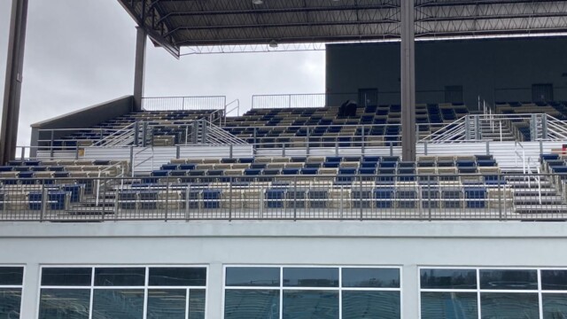 Amphitheater back view with seating, as viewed from stadium field