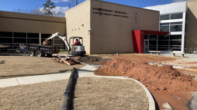 NW Library parking lot construction 1
